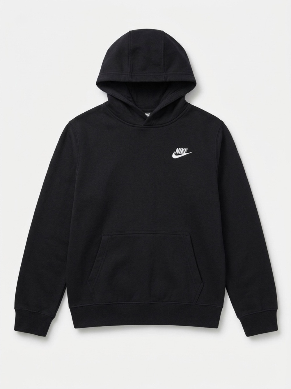 Nike Black Kids Pullover Hoodie with White Swoosh
